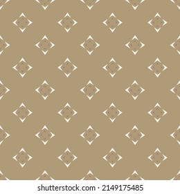 Golden vector abstract seamless pattern with small flower shapes, diamond, arrows, stars. Elegant floral geometric texture. Simple luxury minimal gold background. Stylish repeated decorative design
