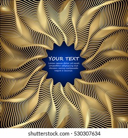 Golden  vector abstract waves background with Place for text. Congratulations card. Vector 
illustration