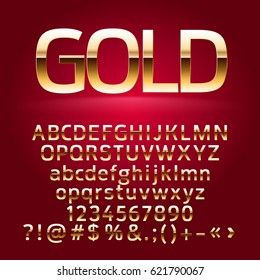 Golden vector alphabet letters, symbols, numbers. Contains graphic style