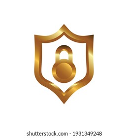 Golden Vector Antivirus, Data Protection, Counterfeit, Cybersecurity Gold Protection Shield. Symbol And Sign Illustration Design.