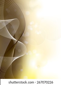 Golden Vector Background With Sparkles. Abstract Wavy Illustration.