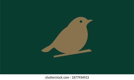 Golden vector bird icon. Vector bir symbol eps