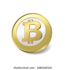Golden vector bitcoin logo, currency sign