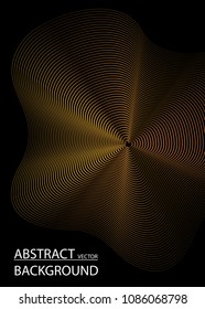 Golden vector blend wave on dark background. Abstract vector background.