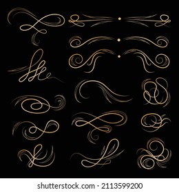 Golden vector calligraphic luxury ornamental vignettes set
Curly borders and dividers for classical book design