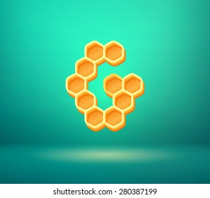 Golden vector capital letter G for holiday card illustration