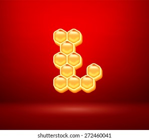 Golden vector capital letter L for holiday card illustration