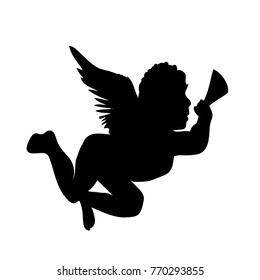 golden vector christmas angel silhouette icon illustration