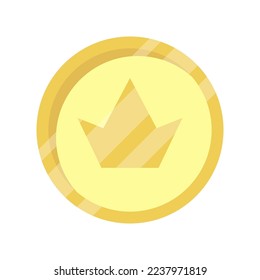 Goldene Vektormünze mit einer Krone in der Mitte. Stempel der Krone auf der Münze. Goldmünzvektor. Königliche Münze.