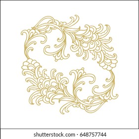 Golden vector composition with stylized flowers