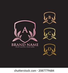 emblema del vector dorado. Vector elegante y clásico. Se puede usar para la joyería, la belleza y la industria de la moda. Ideal para logotipo, monograma, invitación, volante, menú, folleto, fondo o cualquier idea deseada.