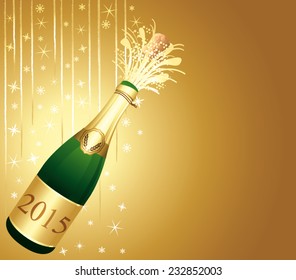 Golden vector festive vector background. Happy new year 2015 ! 