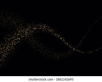 
Golden vector with fine dust horizontal waves on black background for festive design