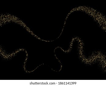 
Goldene Vektorgrafik mit feinen Staubwellen auf schwarzem Hintergrund, festes Design