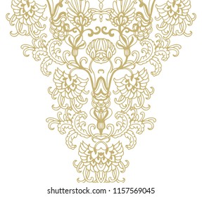 Golden vector floral ornament on  white background