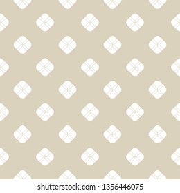 Golden vector floral seamless pattern. Gold and white abstract background. Simple minimalist geometric ornament. Elegant graphic texture with small flowers, circles. Luxury repeatable design for decor