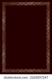 Golden vector frame. Frame with butterflies and leaves for invitation, flower shop, certificate, letterhead.
