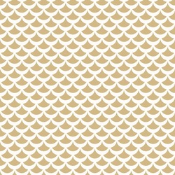 Golden Vector Geometric Seamless Pattern In Art Deco Style. Simple Abstract Gold And White Background With Curved Shapes, Fish Scale, Mesh Ornament. Elegant Luxury Texture. Repeat Decorative Design