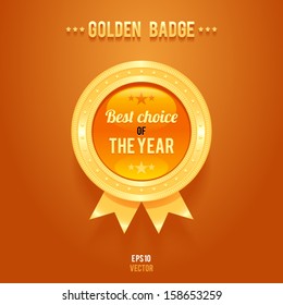 Golden Vector Glossy Badge.