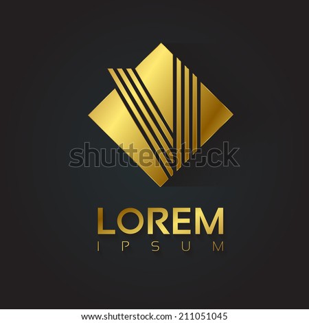 Golden vector graphic V letter symbol