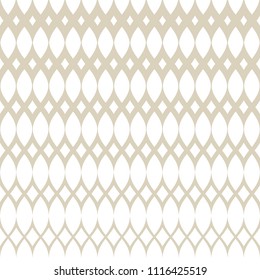 Golden vector halftone grid seamless pattern. Subtle white and gold abstract geometric texture with mesh, grid, lattice, weave, tissue, net. Gradient transition effect. Luxury repeatable background