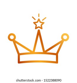 Golden Vector Icon Outline Style, Crown for part Of logo or other related
