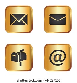 Golden vector icon set - mail