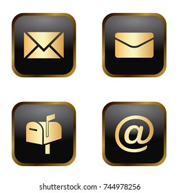 Golden vector icon set - mail