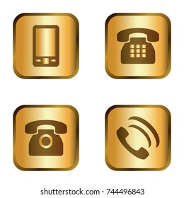 Golden vector icon set - phones