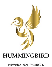 Golden Vector illustration on a white background of flying hummingbird. Suitable for making logos.	
