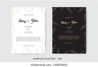Golden Vector invitation with floral elements. Luxury ornament template