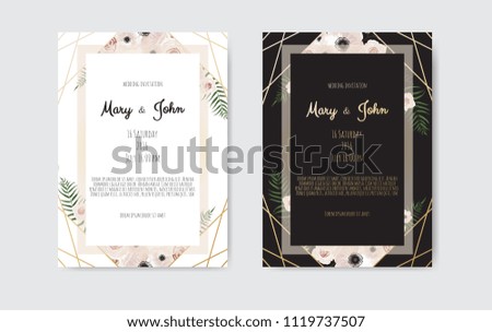 Golden Vector invitation with floral elements. Luxury ornament template