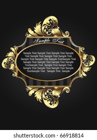 Golden Vector Label with Copy Space in Vintage Style