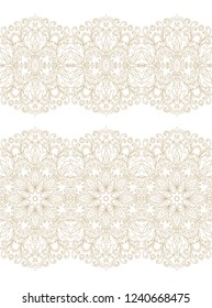 Golden vector laced ribbon ornament on white background
