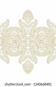 Golden vector laced ribbon ornament on white background