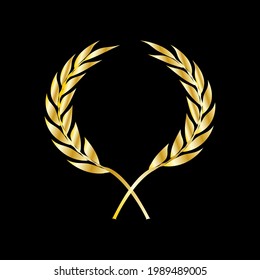 golden vector laurel wreaths on black background