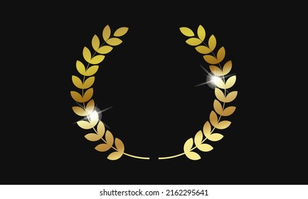 Golden vector laurel wreaths on black background, Wheat and olive wreaths depicting an award