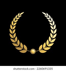 Golden vector laurel wreaths on black background