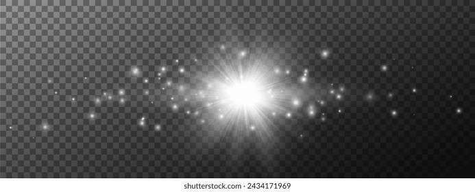 Golden vector light with glare. This image depicts the sun, sun rays, dawn, and glare. The gold flare and glare from the flare PNG image.