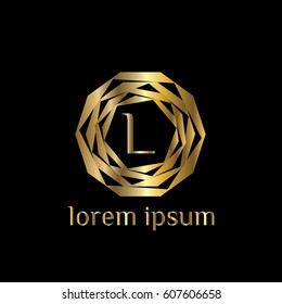 Golden vector logo design template letter L