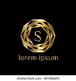 Golden vector logo design template letter S