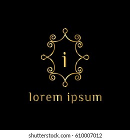 Golden vector logo design template letter i
