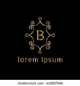 Golden vector logo design template letter B
