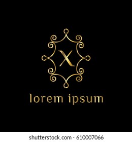 Golden vector logo design template letter X