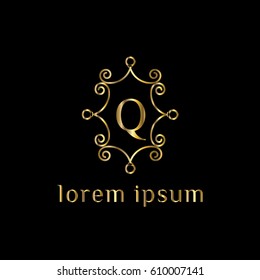 Golden vector logo design template letter Q