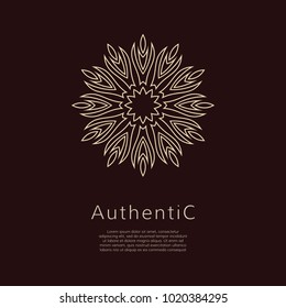 Golden vector logotype. Eastern outline logo. Classic design.
