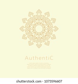 Golden vector logotype. Mandala outline logo. Classic floral design.