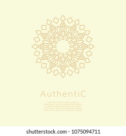 Golden vector logotype. Mandala outline logo. Classic floral design.