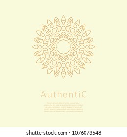 Golden vector logotype. Mandala outline logo. Classic floral design.
