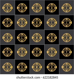 Golden vector luxury logo  frame design set for boutique, hotel, restaurant. Letters of the alphabet monograms